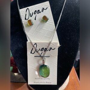 18 “ Glass necklace and earrings .